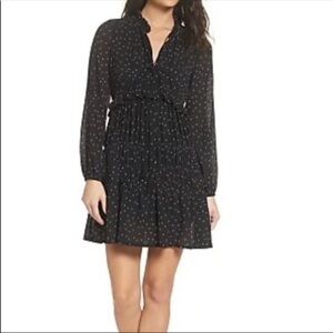 Foxiedox Lola Black Polka Dot Tiered Ruffle Mini Dress - Small